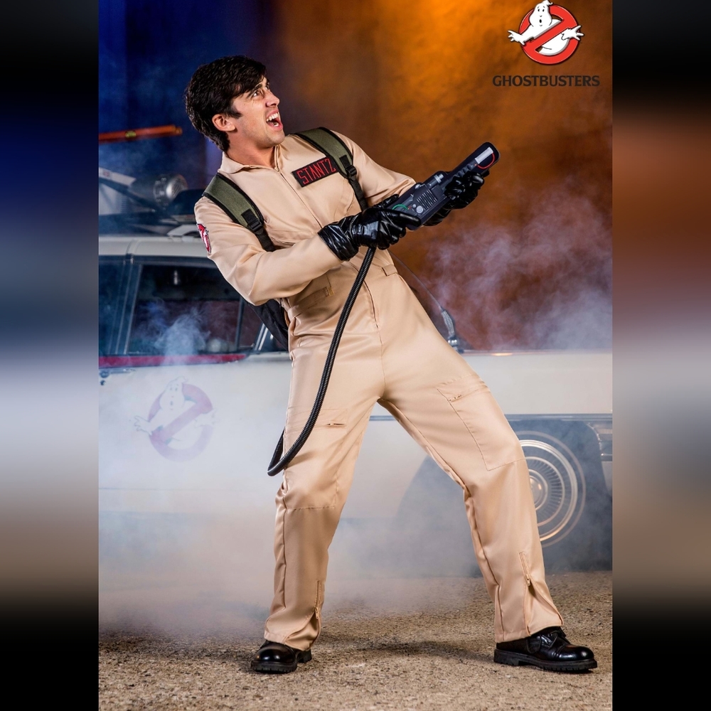 Men's Ghostbusters jumpsuit costume with backpack. Size M.